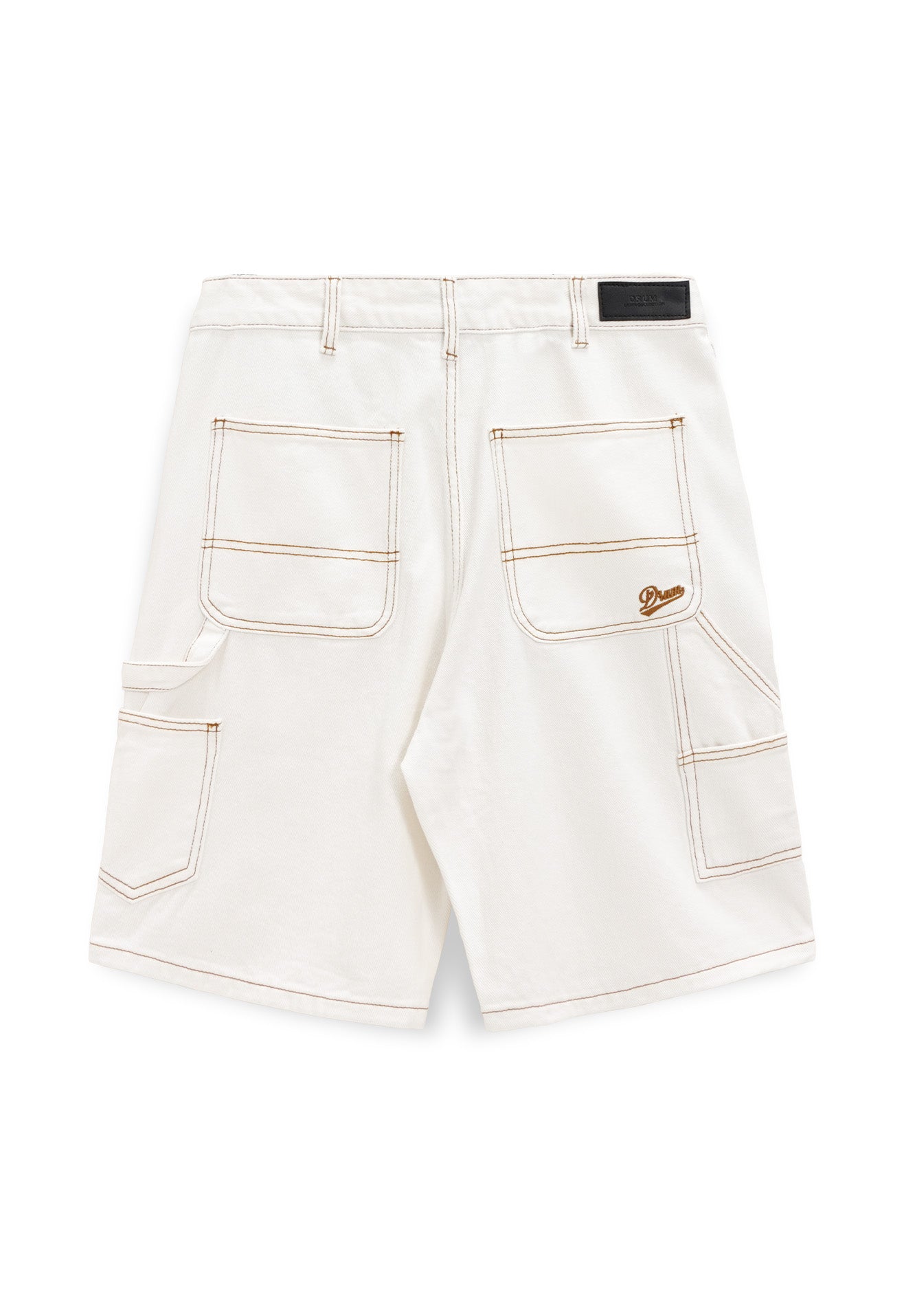 DRUM Contrast Stitches Short Jeans- White