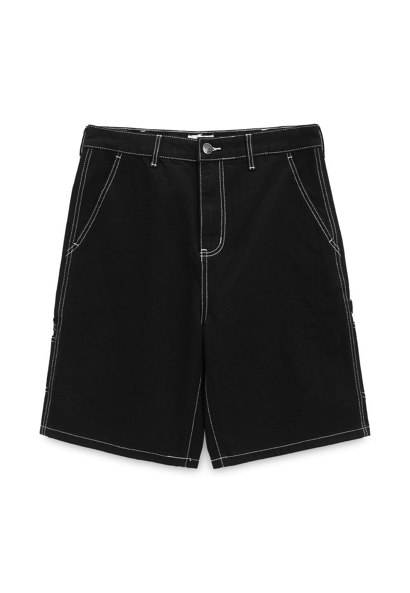 DRUM Contrast Stitches Short Jeans- Black