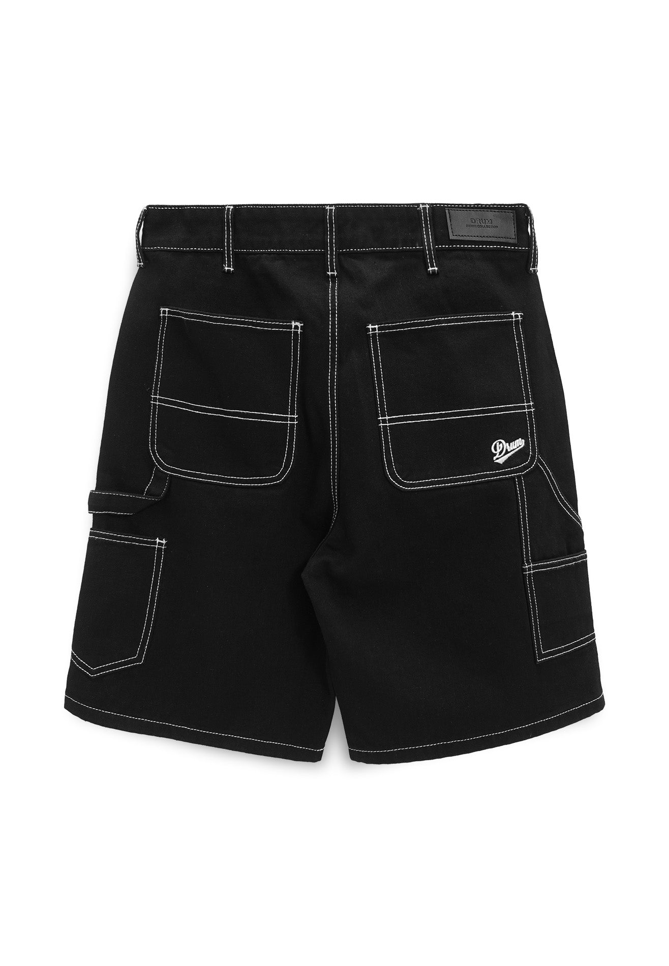 DRUM Contrast Stitches Short Jeans- Black