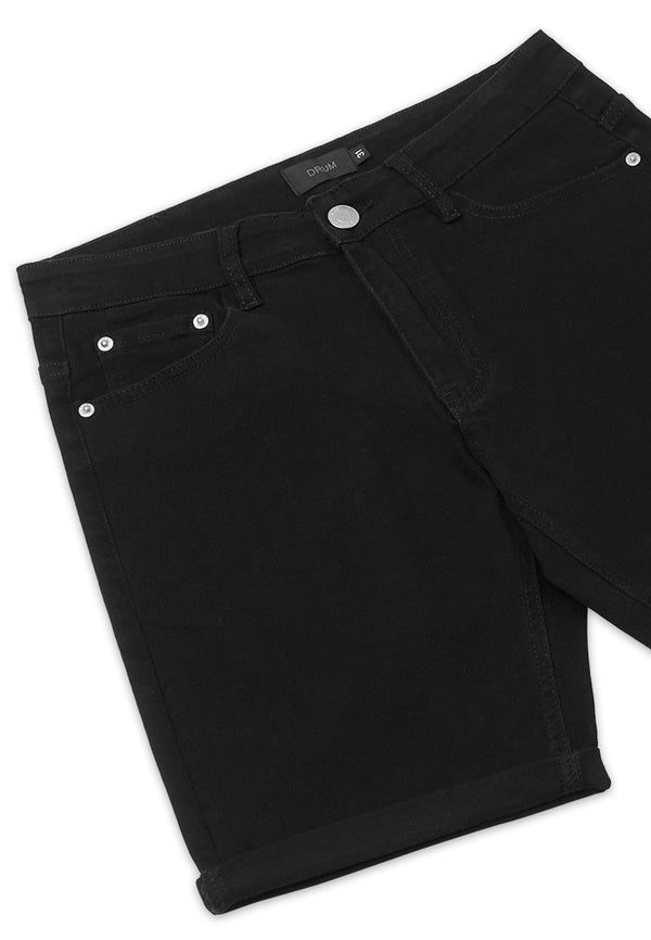 DRUM Basic Denim Shorts Jeans- Black