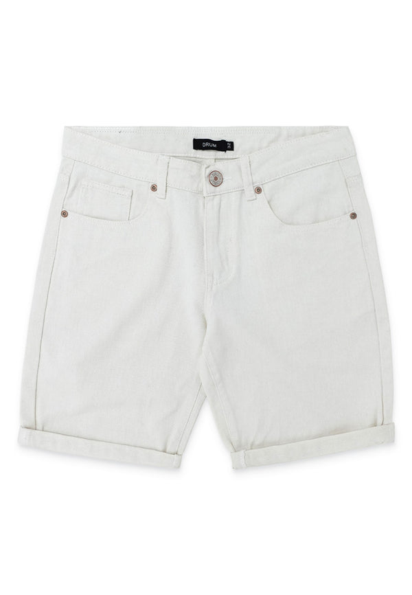 DRUM Classic Ripped Short Jeans- White