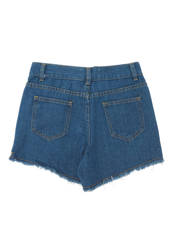 Raw Hem Short Jeans - Blue