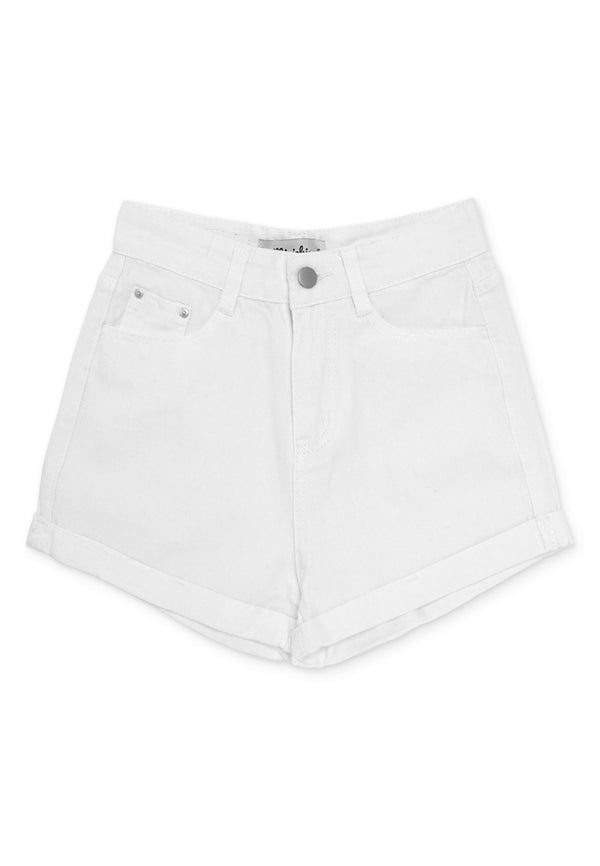 Rolled Up Short Jeans- White
