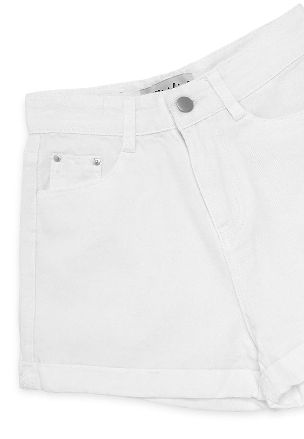 Rolled Up Short Jeans- White