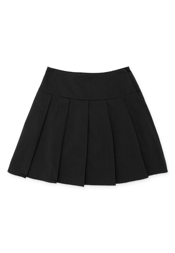 Pleated Short Skirt- Black
