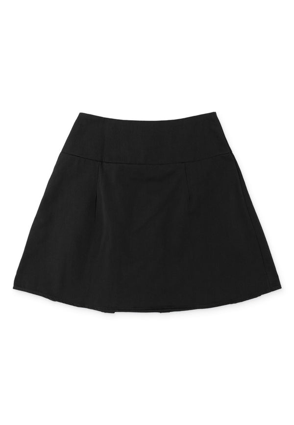 Pleated Short Skirt- Black