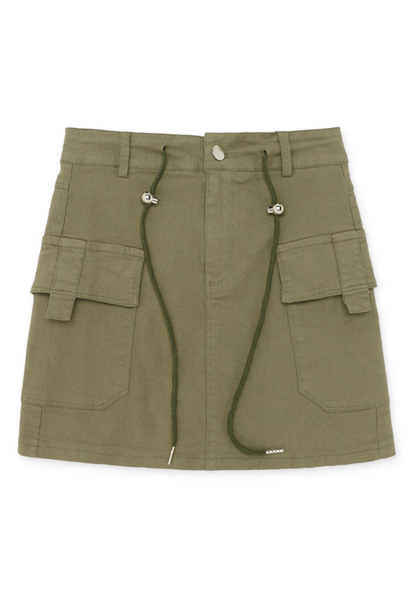 Pocket Denim Mini Skirt- Green