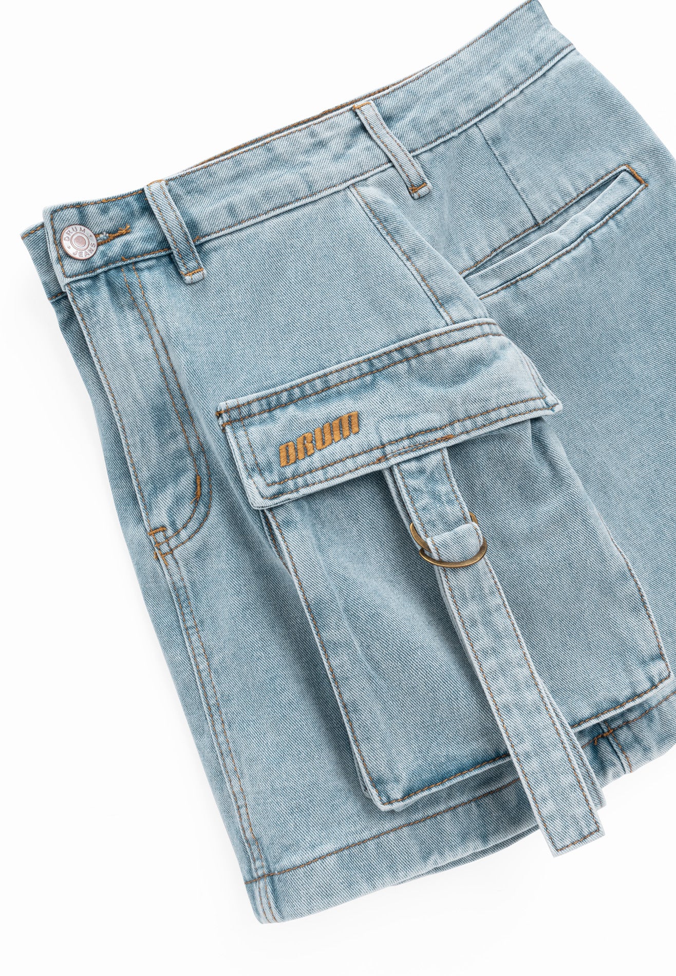 DRUM S. Women Cargo Mini Skirt- Light Blue