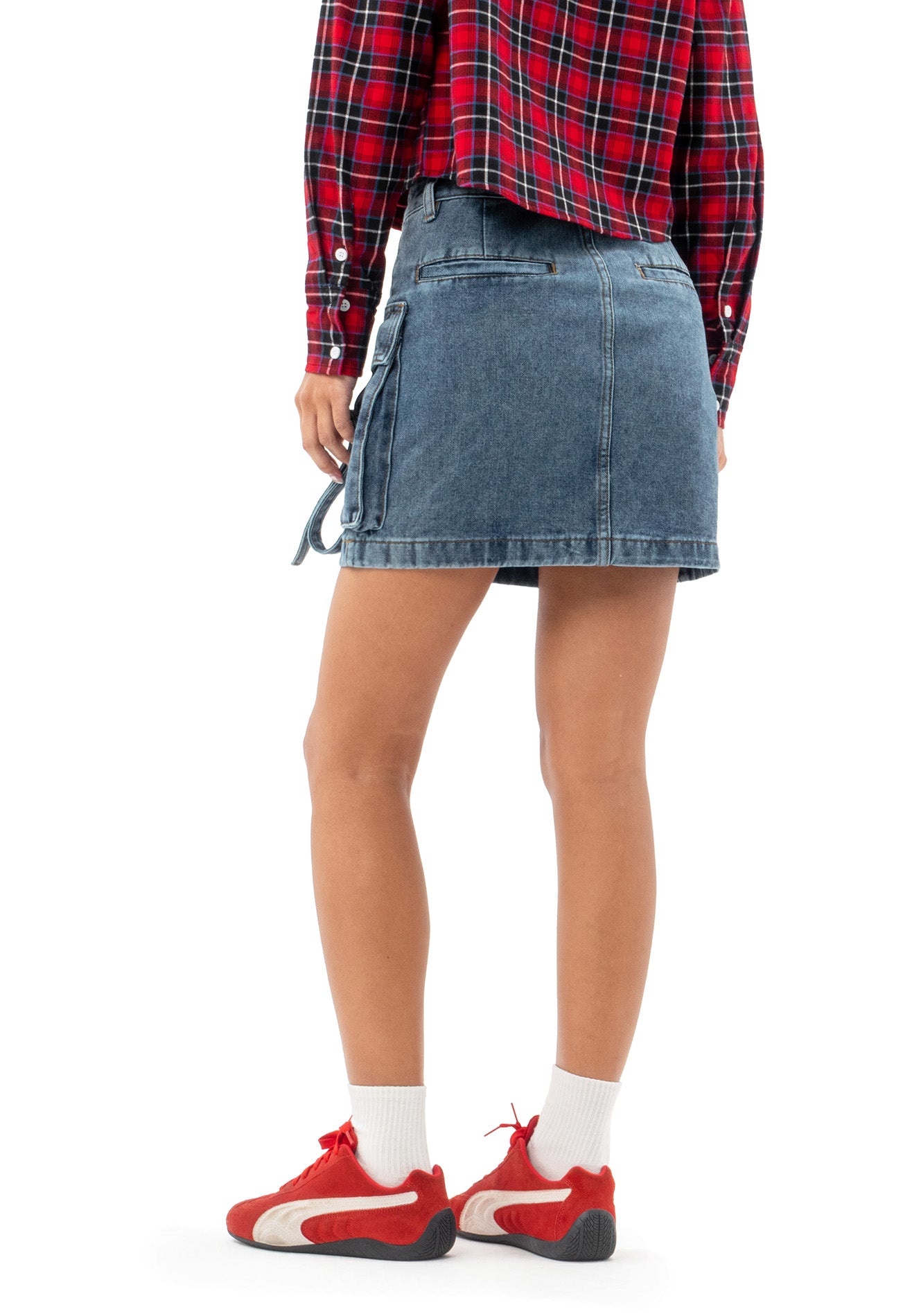 DRUM S. Women Cargo Mini Skirt-Dark Blue