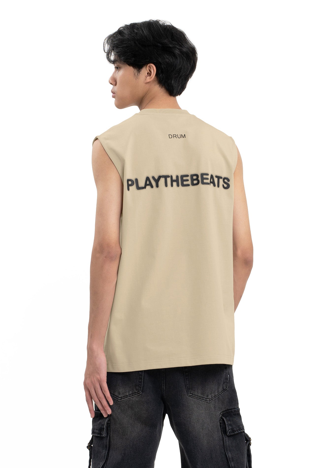 SELECT Logo Blur Print Effect Singlet- Khaki