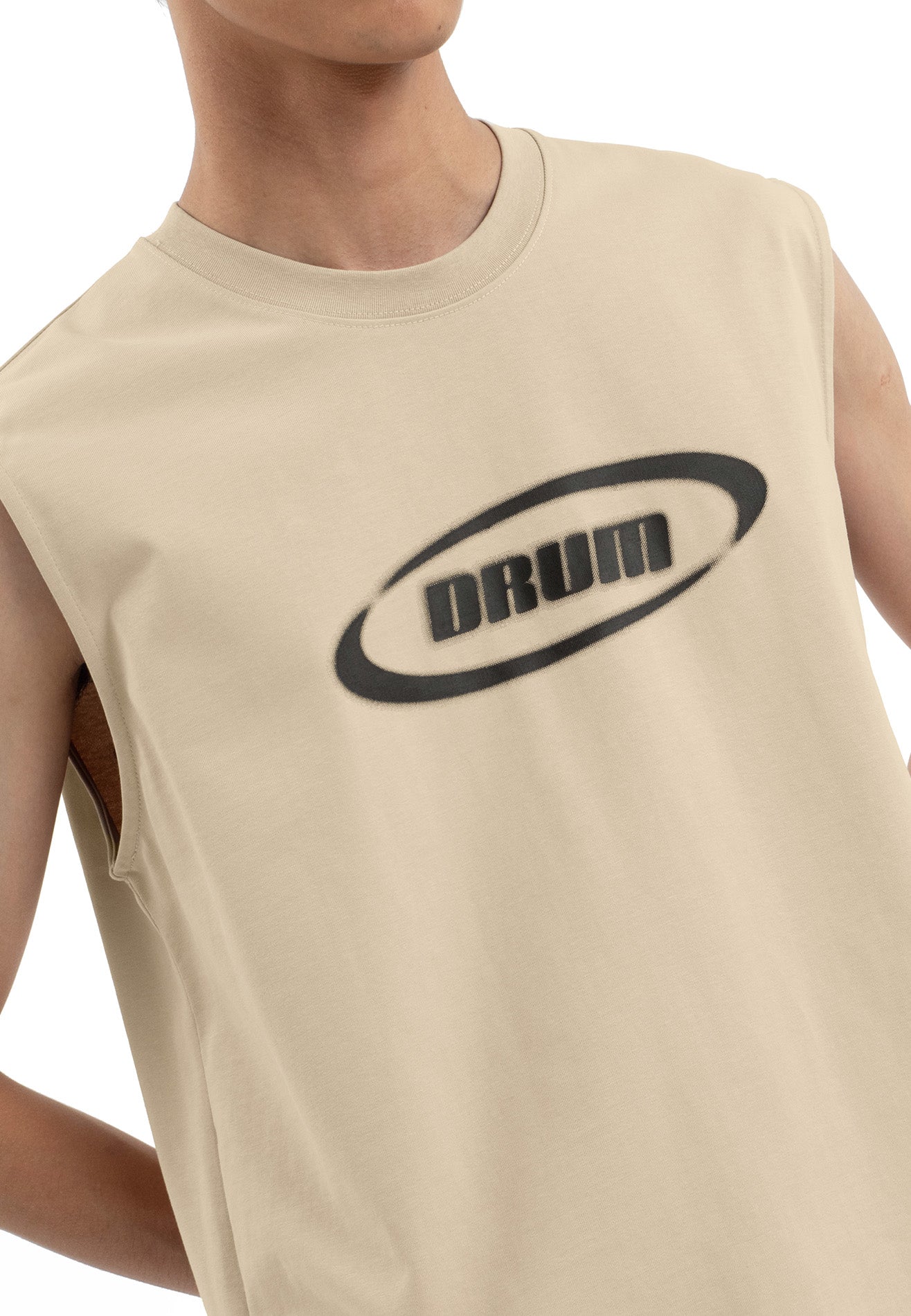 SELECT Logo Blur Print Effect Singlet- Khaki