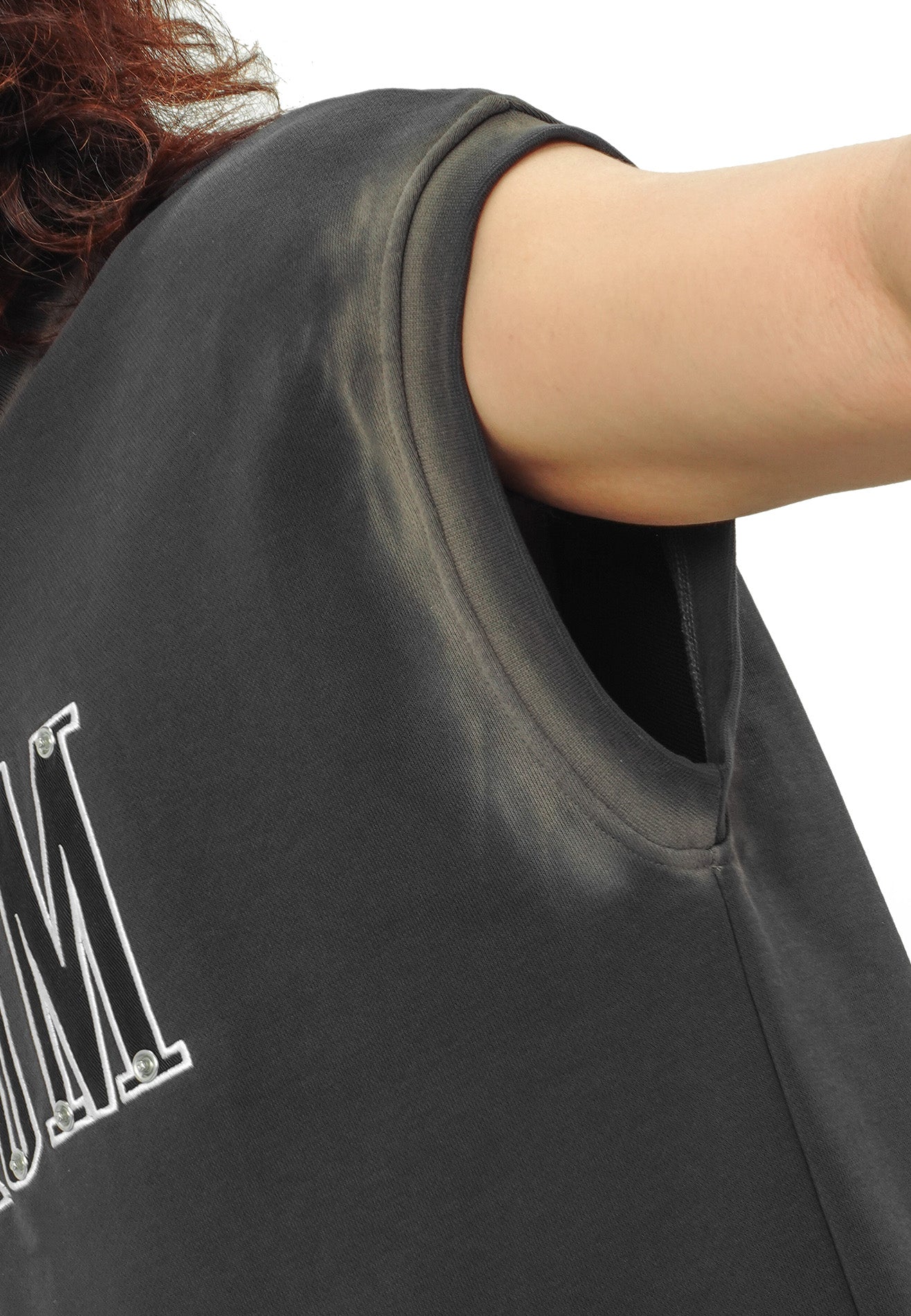 SELECT Logo Embroidery with Studded Singlet- Dark Grey