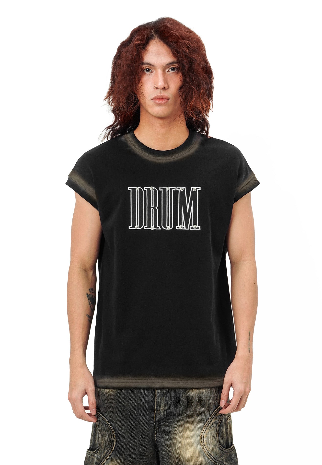 SELECT Logo Embroidery with Studded Singlet- Black