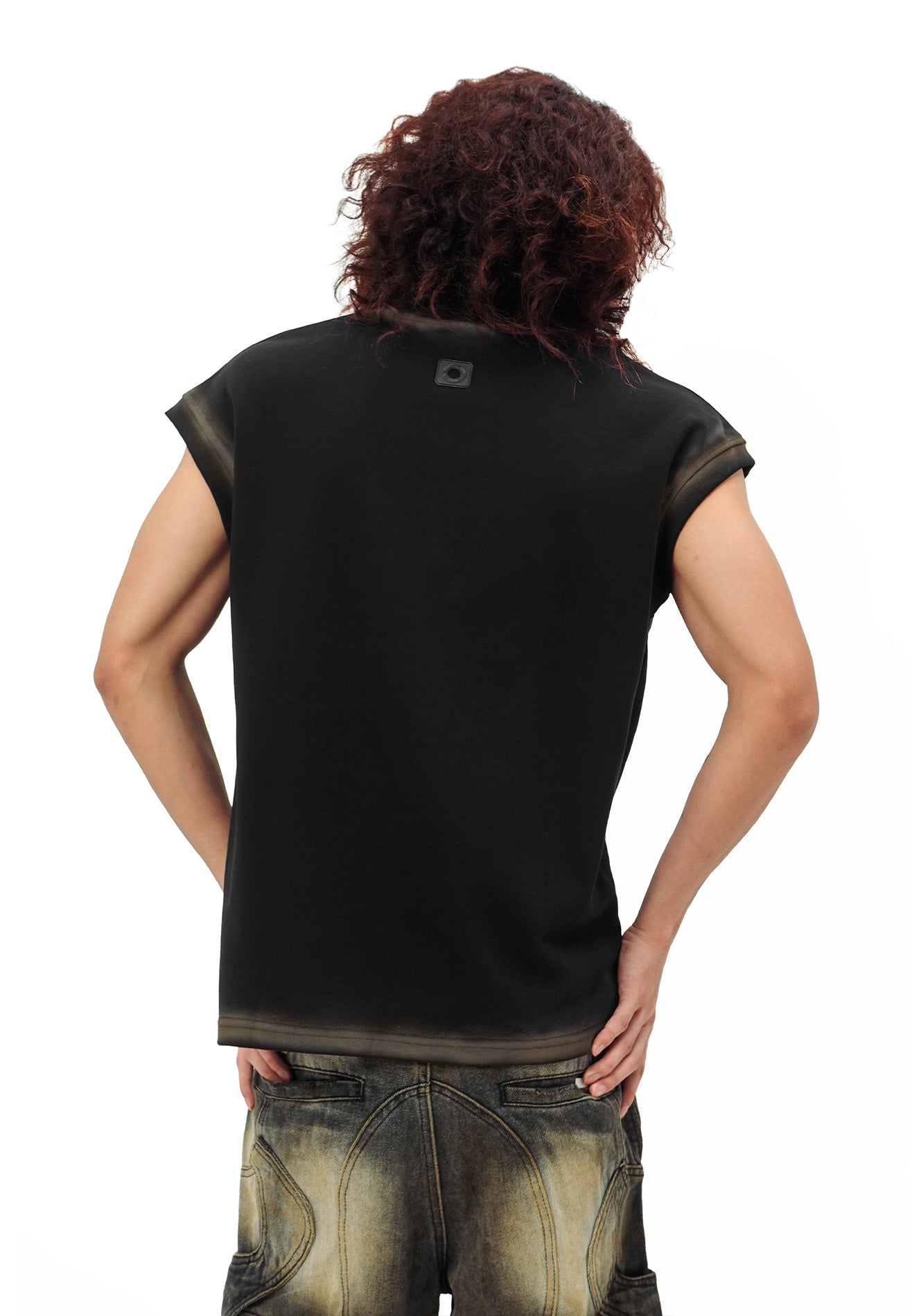 SELECT Logo Embroidery with Studded Singlet- Black