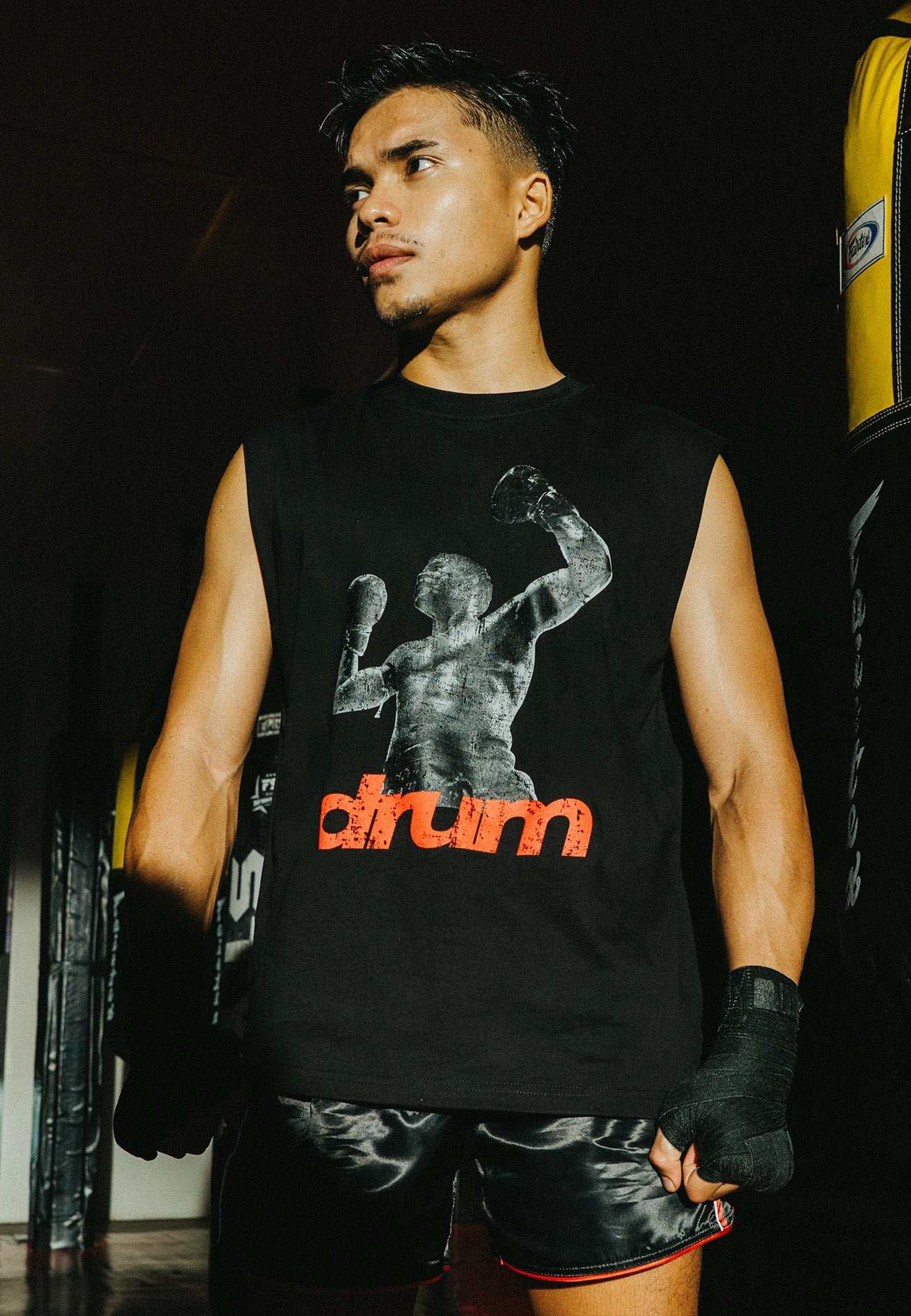 Drum X Kabilan Grunge Photoprint Singlet- Black