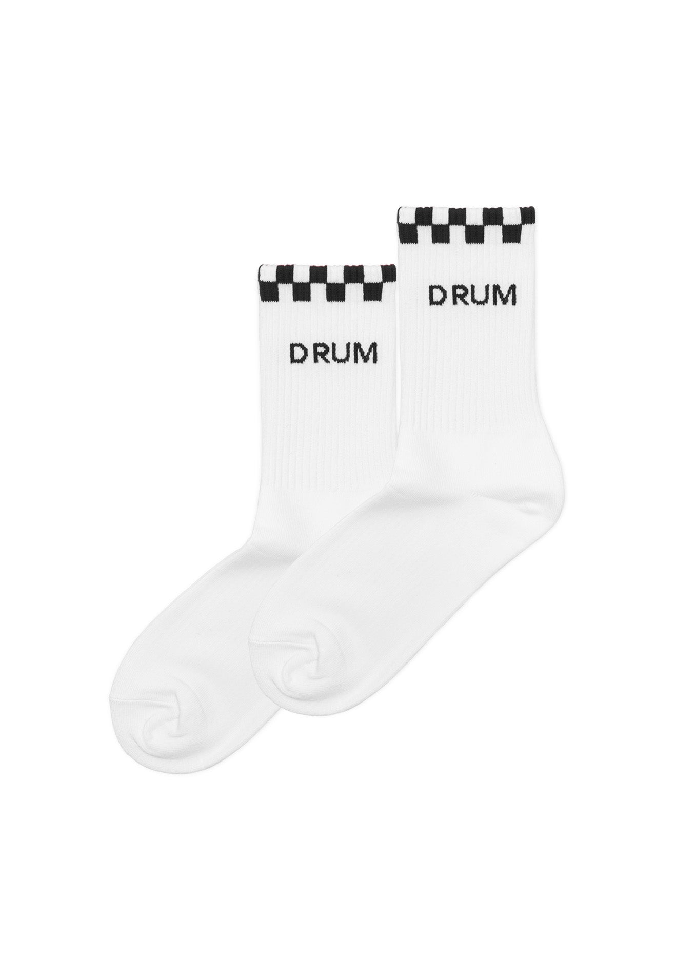 DRUM Select Checked Logo Liner Sock- White