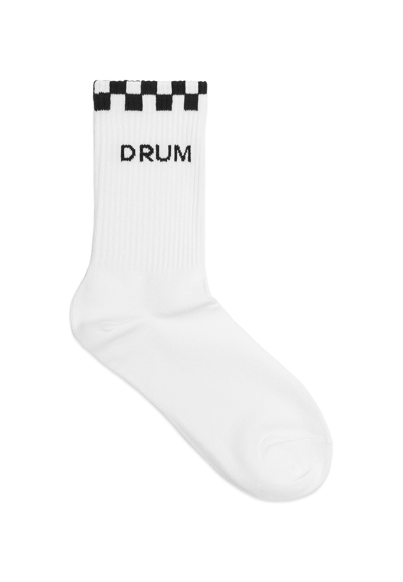 DRUM Select Checked Logo Liner Sock- White