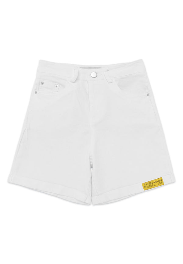 High Waist Denim Shorts- White