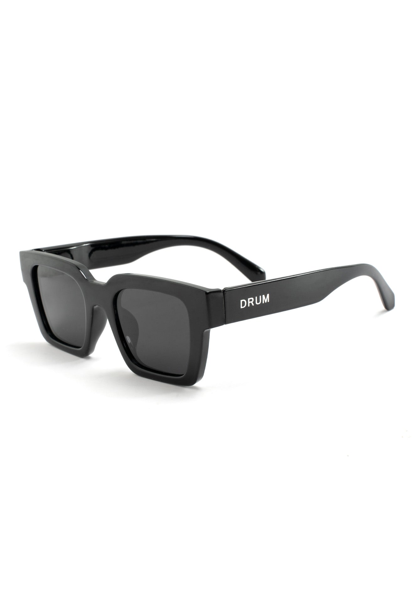 DRUM Unisex Retro Squared Polarized Sunglasses- Black