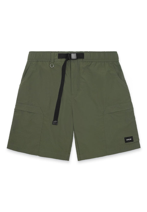 DRUM Select Belt Details Pocket Shorts- Green