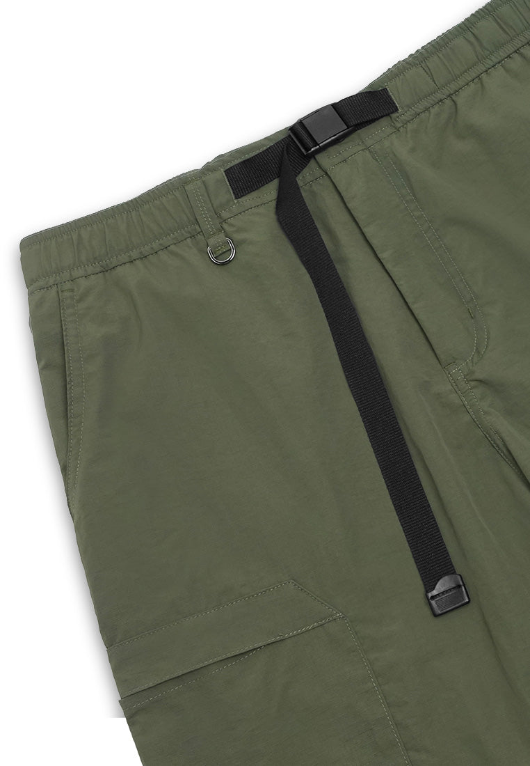 DRUM Select Belt Details Pocket Shorts- Green