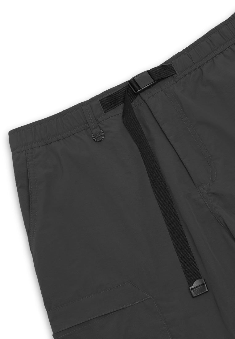 DRUM SELECT Belt Details Pocket Shorts- Grey