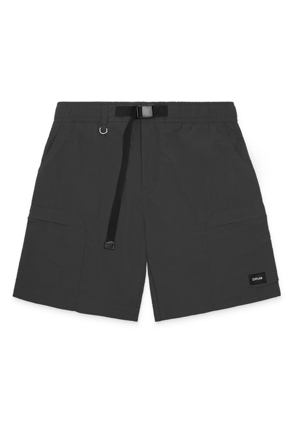 DRUM SELECT Belt Details Pocket Shorts- Grey