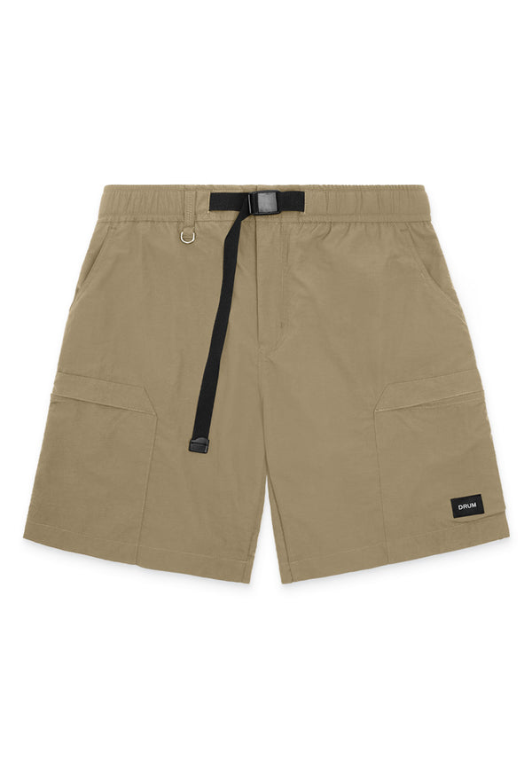 DRUM SELECT Belt Details Pocket Shorts- Khaki