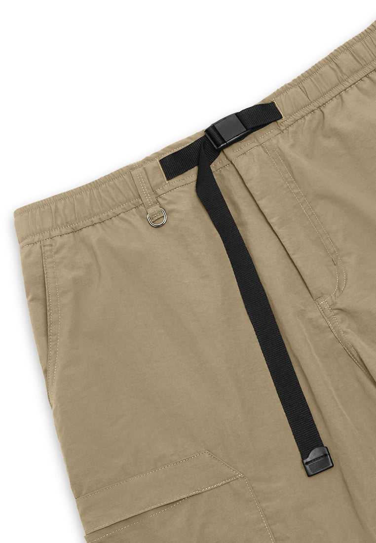 DRUM SELECT Belt Details Pocket Shorts- Khaki