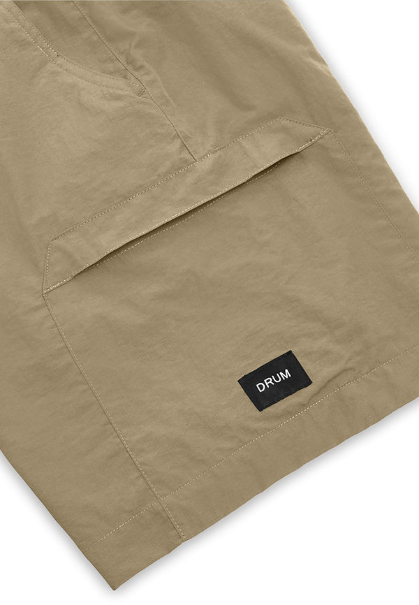 DRUM SELECT Belt Details Pocket Shorts- Khaki