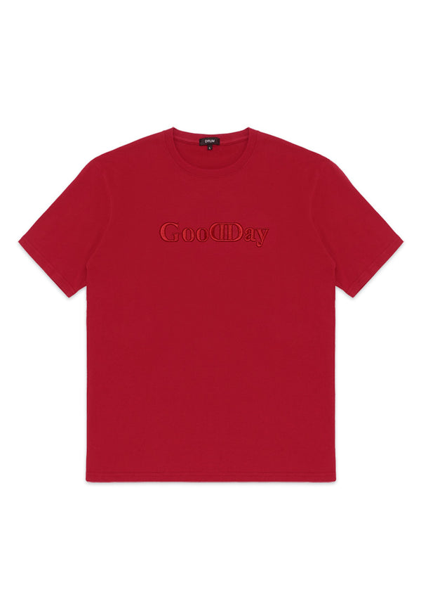 DRUM Good Day Embroidery Tee- Maroon