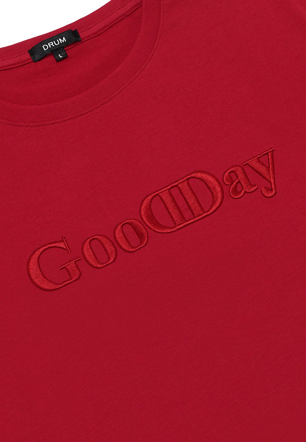 DRUM Good Day Embroidery Tee- Maroon