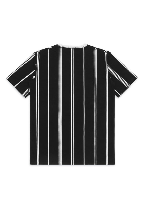 DRUM Generous Vertical Stripe Tee- Black