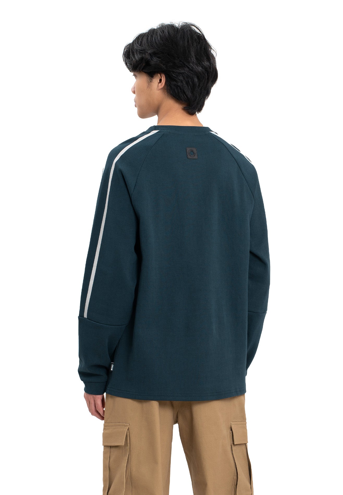 Select Slogan Reflective Print Long Tee- Dark Blue