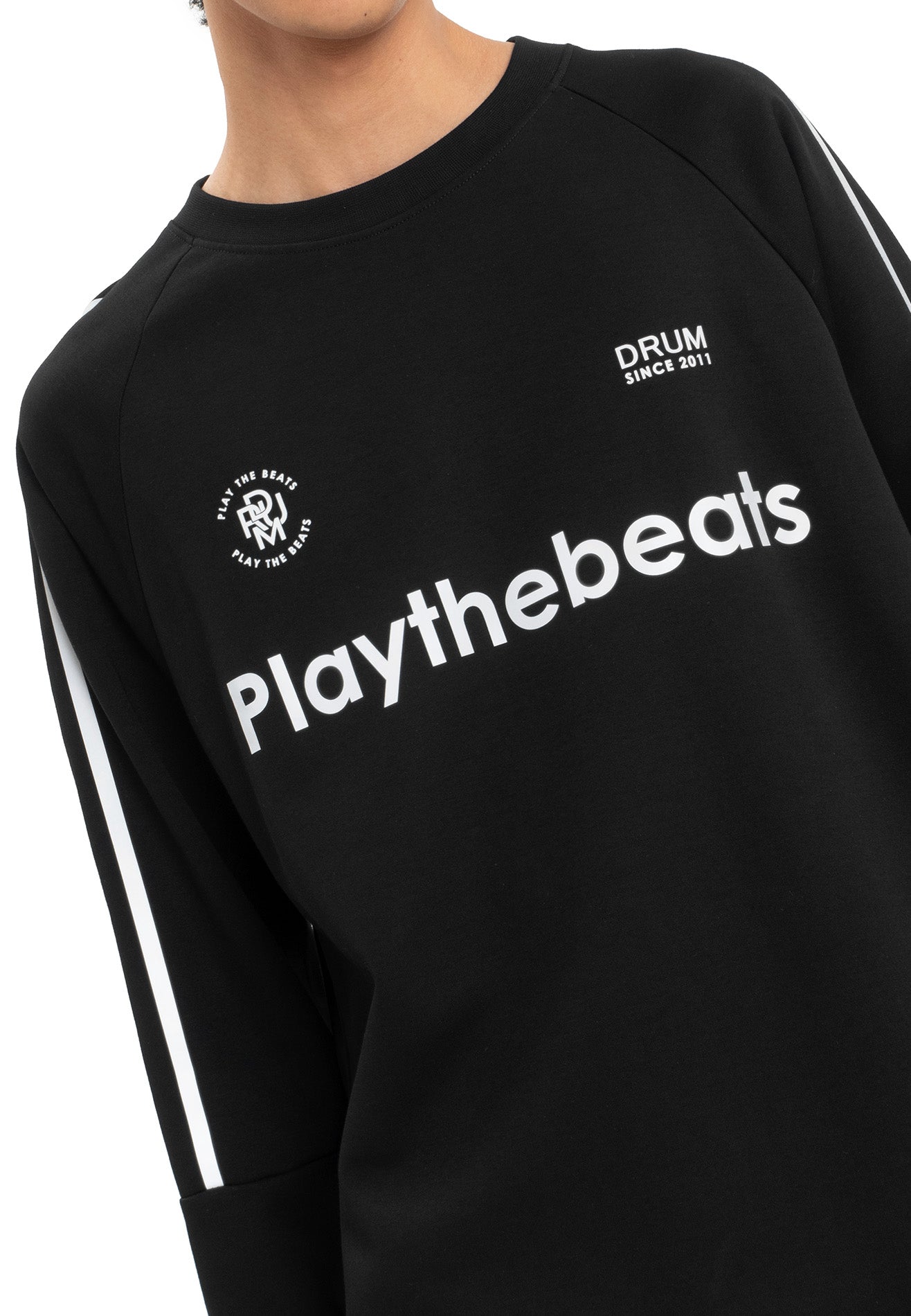 Select Slogan Reflective Print Long Tee- Black