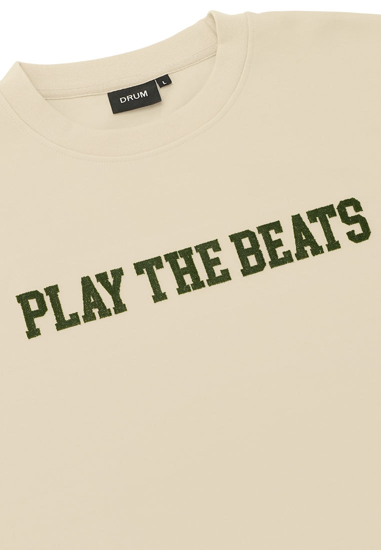 DRUM SELECT Toothbrush Embroidery Oversized Tee- Khaki