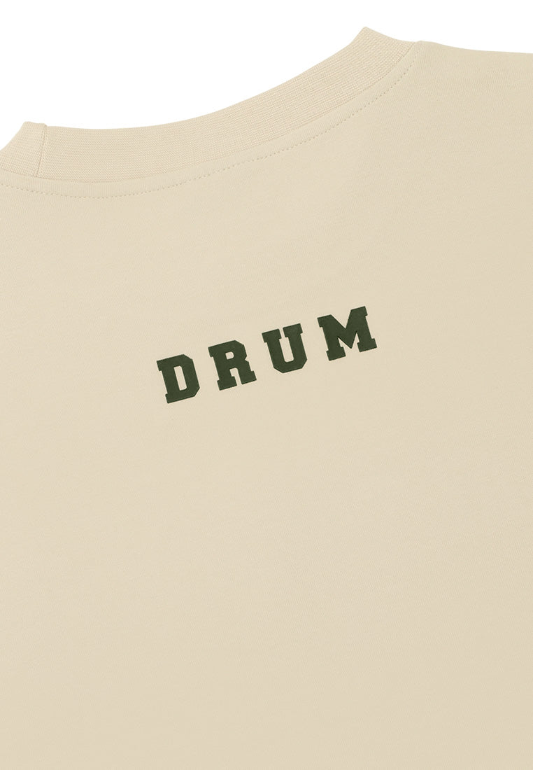 DRUM SELECT Toothbrush Embroidery Oversized Tee- Khaki