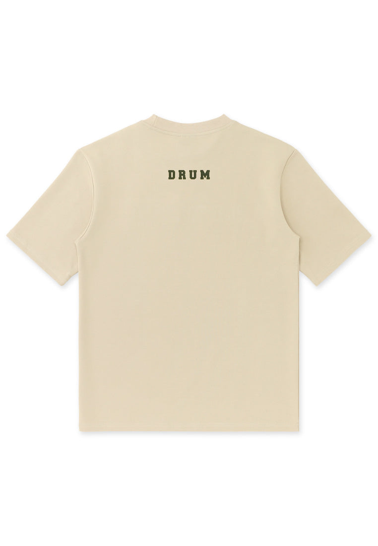 DRUM SELECT Toothbrush Embroidery Oversized Tee- Khaki