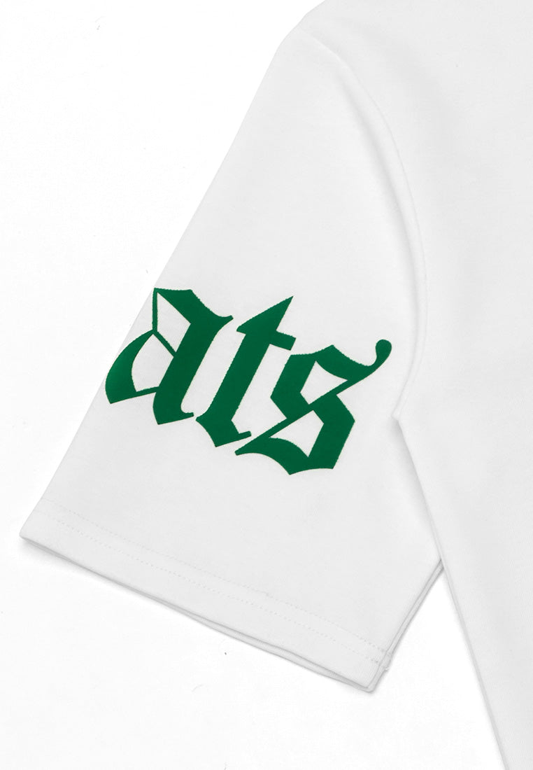 DRUM SELECT Flocking Print Oversized Tee- White