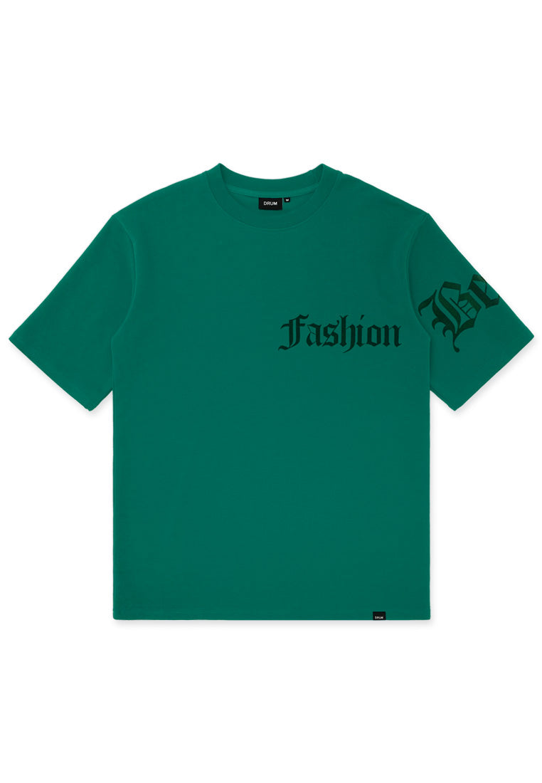 DRUM SELECT Flocking Print Oversized Tee- Green