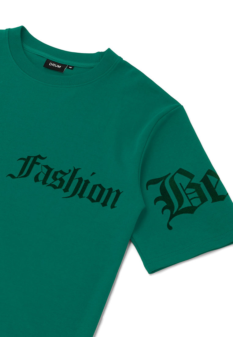 DRUM SELECT Flocking Print Oversized Tee- Green