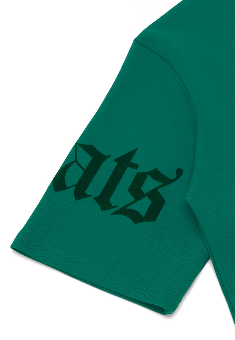 DRUM SELECT Flocking Print Oversized Tee- Green