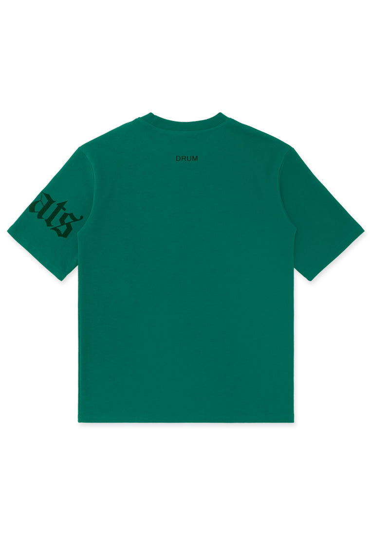 DRUM SELECT Flocking Print Oversized Tee- Green