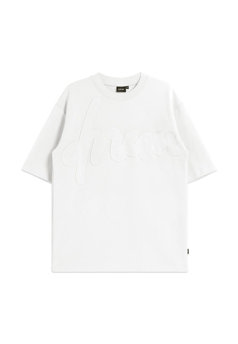 DRUM SELECT Patch Fabric Oversized Tee- White
