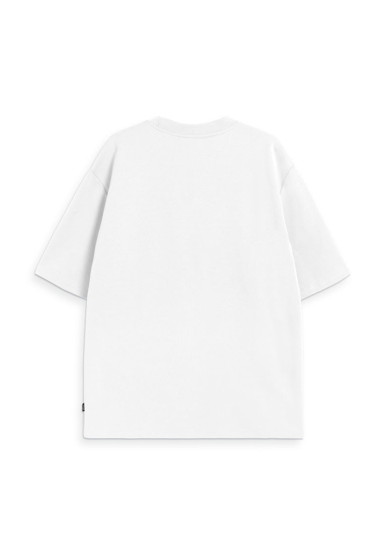 DRUM SELECT Patch Fabric Oversized Tee- White
