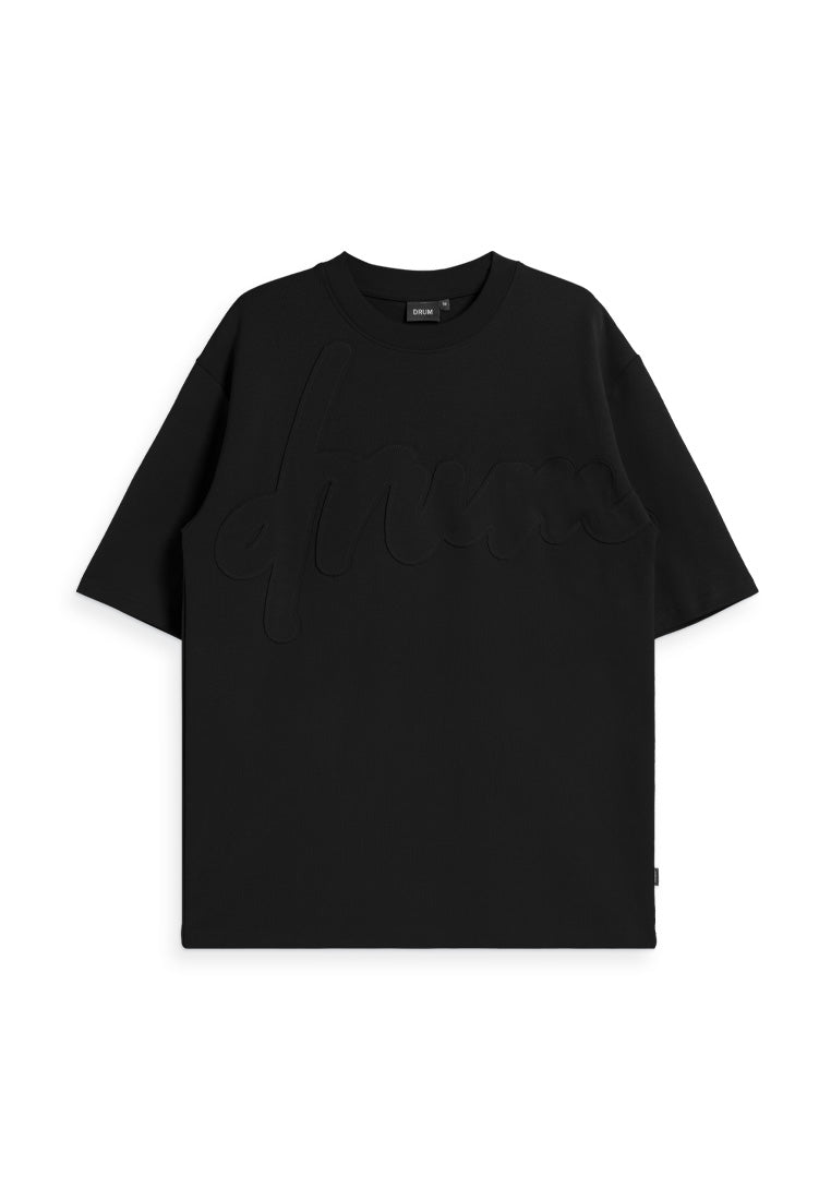 DRUM SELECT Patch Fabric Oversized Tee-Black