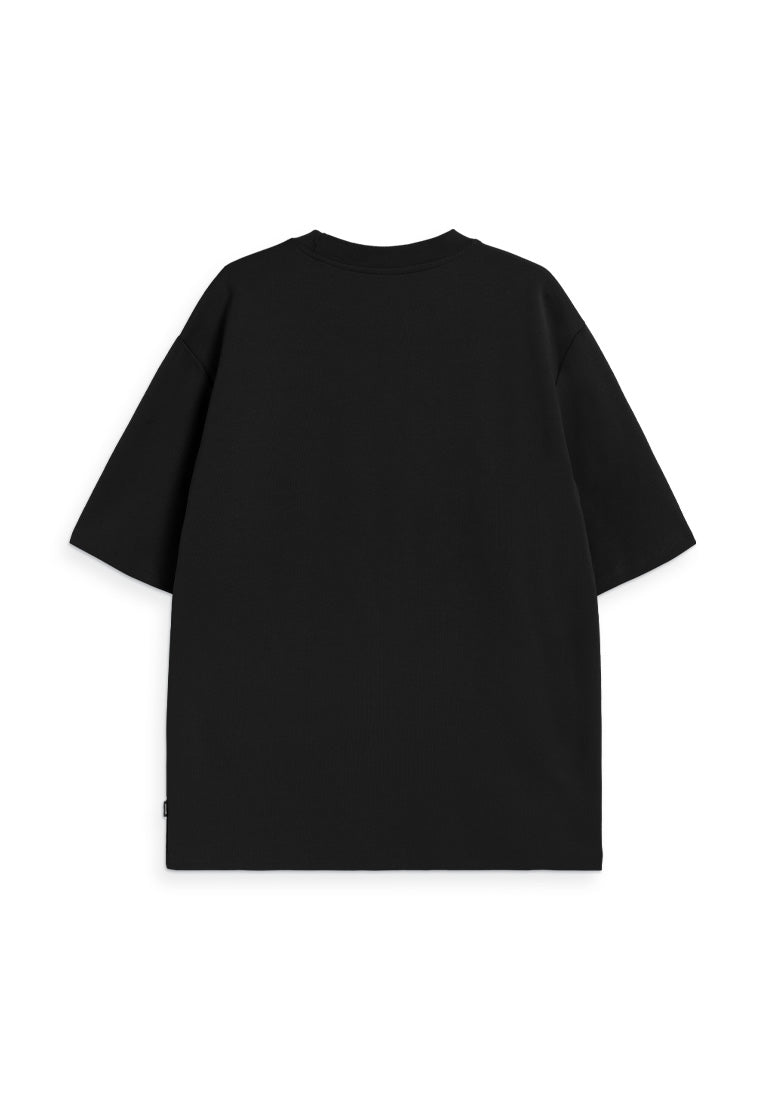 DRUM SELECT Patch Fabric Oversized Tee-Black