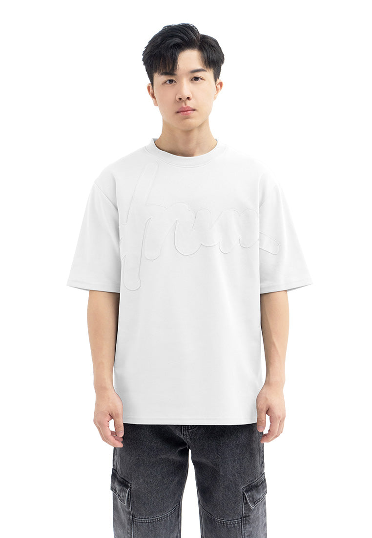 DRUM SELECT Patch Fabric Oversized Tee- White