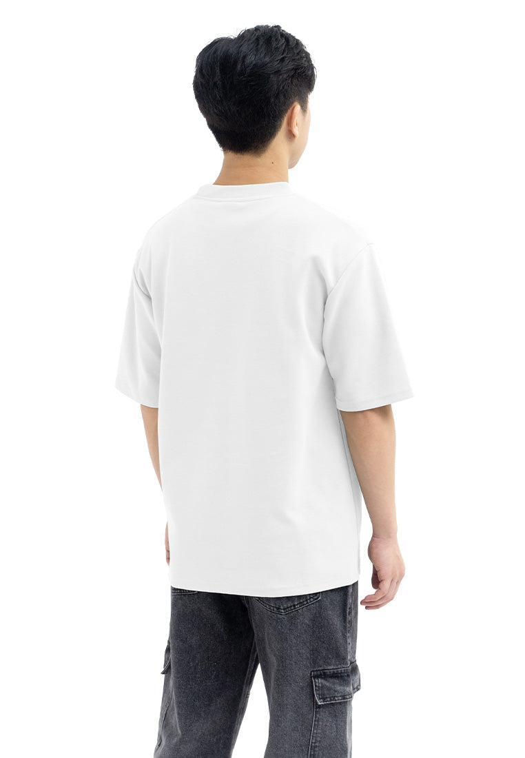 DRUM SELECT Patch Fabric Oversized Tee- White