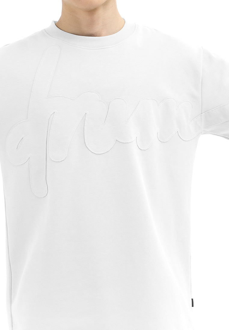 DRUM SELECT Patch Fabric Oversized Tee- White
